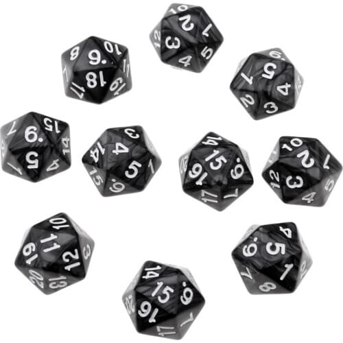 10pcs 20-sided Game Dice 22mm Die for Dungeons & Dragons Table Board Games Fun Toy
