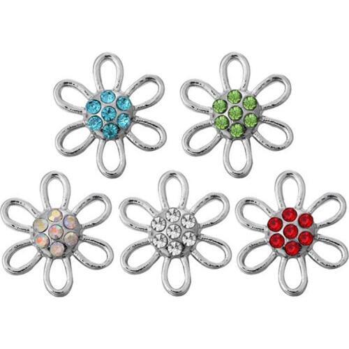 10pcs/lot New 12mm Snap Jewelry High Quality Crystal Flower 12mm Snap Buttons Mini Snap for Ginger Snap Bracelet Earrings