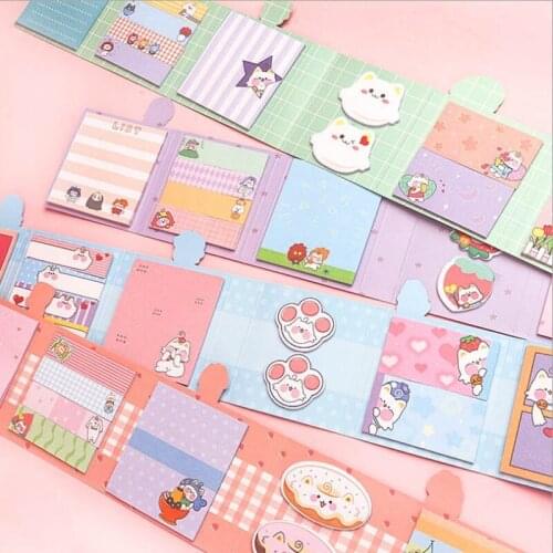 10packs wholesale Memo Post Notes 6Folding Cartoon cat Self-Adhesive 4 design Random book DIY Decoration 83*60MM