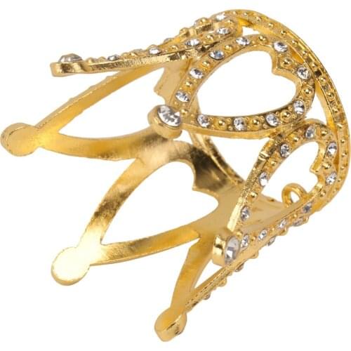 2pcs Mini Crown Cake Topper Rhinestone Crown Cake Ornament Party Cake Crown Topper (Golden)