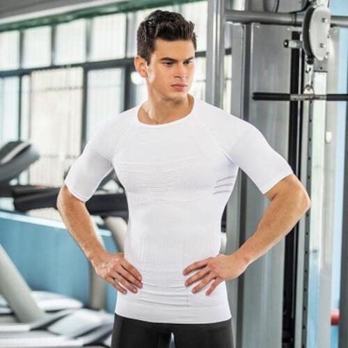 2019 new arrival Gym Sport Running T shirt Fitness Bodybuilding Tight Fit Cotton Shirts Short Sleeve Workout Men Tees Tops