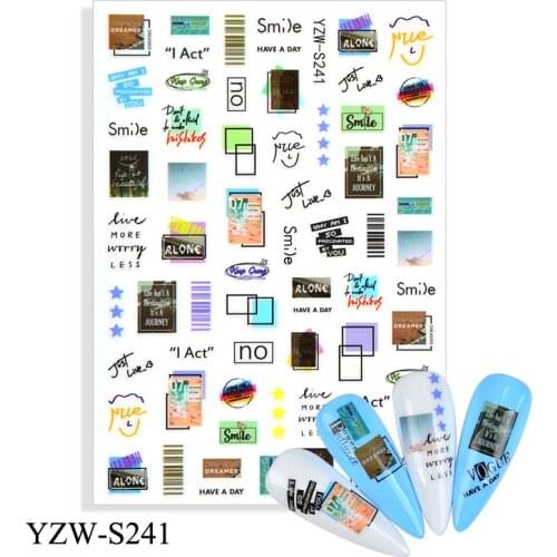 3D Stickers for Nails Self-Adhesive Sticker Slider Line Star Stripe Line Design Nail Art Decorations Nail Foil Accessories