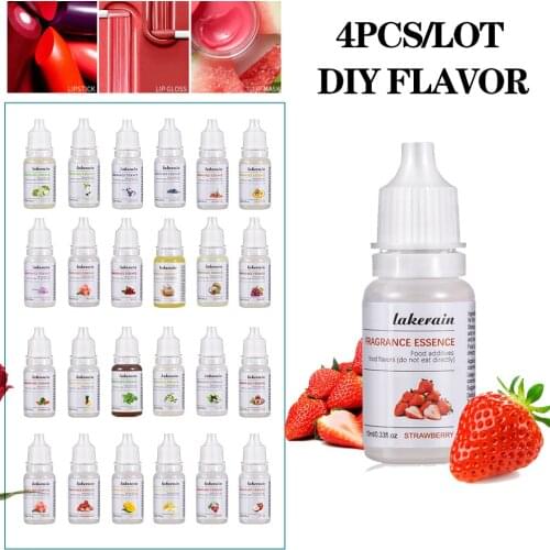4Pcs/Lot DIY Flavor Essence for Handmade Cosmetic Lip Gloss Base Lipgloss DIY Food Grade Fragrance Flavoring Oil Soap Cake
