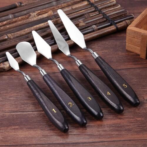 5pcs Stainless Steel Spatula Palette Knife Painting Mixing Scraper Set