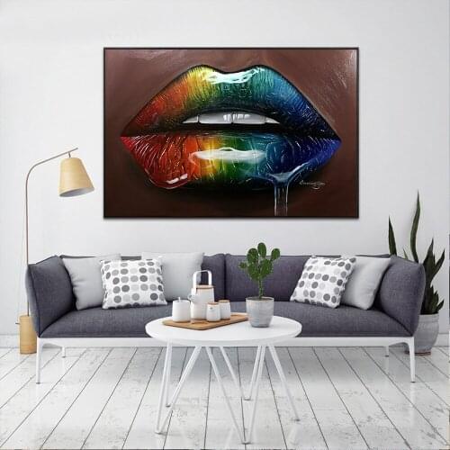 Abstract Sexy Lips Wall Art Paintings Print On Canvas Posters And Prints Dripping oil Canvas Prints Art Pictures Home Decor