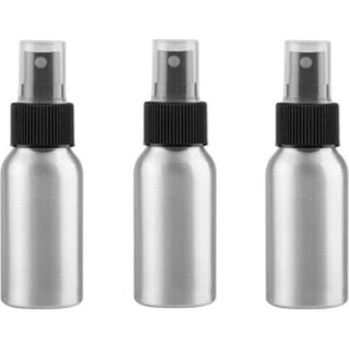 6pcs 50ML 1.7OZ Aluminum Silver Spray Bottles Refillable Empty Fine Mist Sprayer with Black Nozzle and Lid Perfume Facial Water