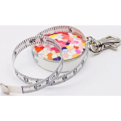 Keychain Soft Leather Measuring Ruler 1 Meter 5 Inch Black on white