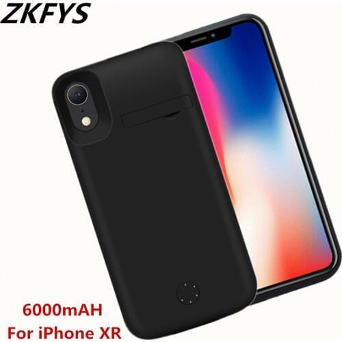 ZKFYS 6000mAh Power Bank Cover For iPhone XR Battery Case Soft TPU Silicon Shockproof Phone Charger Battery Cover Powerbank Case