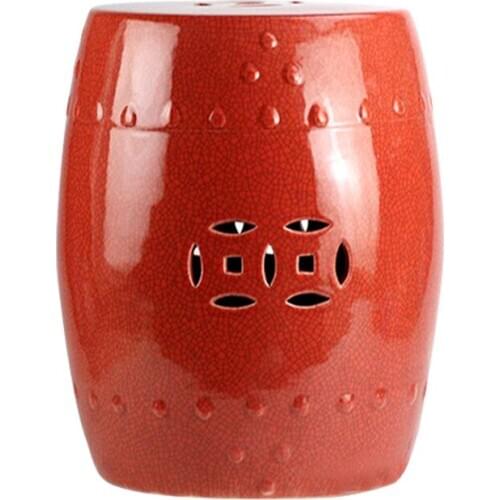 Jingdezhen crack Ceramics stool Modern Antique Glazed Bathroom Stools Round red bedroom porcelain ceramic Stools