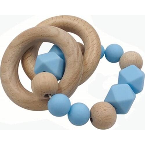 Baby Teethers Building Blocks Teether Bracelet Maternal and Infant Supplies Silicone Grinding Stick Baby Teether Baby Wood