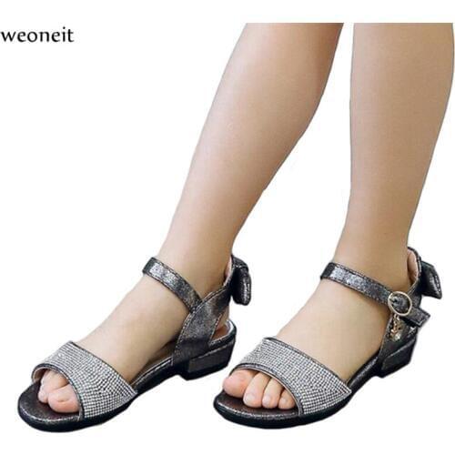 Weoneit 2020 Kids Sandals Girls Shoes New Summer Bowknot Fashion Princess Girls Sandals Children Sandals For Girls CN 26-37