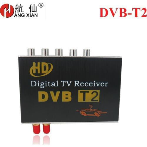 DVB-T2 Car digital TV box with 4 video output ,two tuners supporting high-speed up to 130KM/H for car dvd and monitor