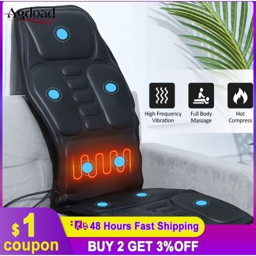 Electric 9 Motor Portable Heating Vibrating Back Massager Chair In Cussion Car Home Office Lumbar Neck Mattress Pain Relief Mat