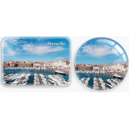 Port of Marseille French Fridge Magnet World Travel Souvenir glass Refrigerator Magnetic Stickers Home Decor Tourist gift