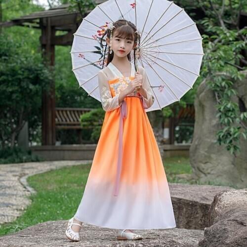 H2519 Children Cosplay Costumes Student Performance Clothes Girl Hanfu Kids Halloween Party Princess Chinese Ancient Fairy Dress