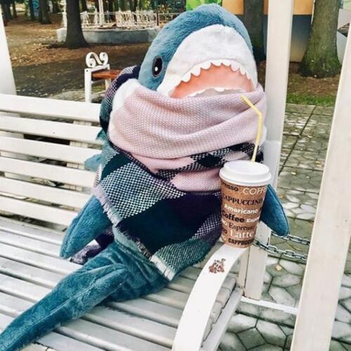 45-140cm Giant Big Size Funny Soft Bite Shark Plush Toy Stuffed Lovely Animal Reading Pillow Appease Cushion Gift For Children