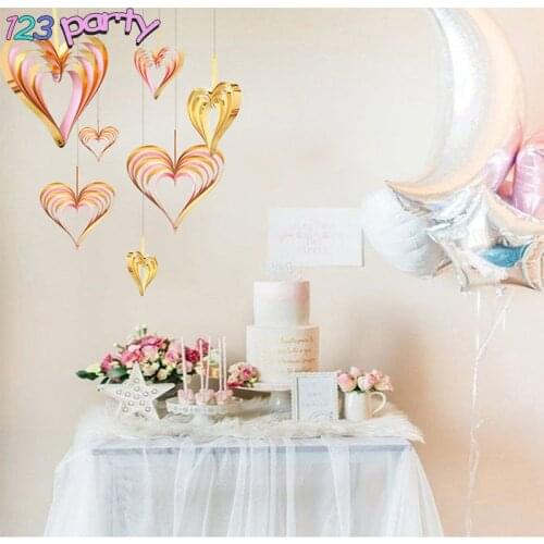 Three-dimensional heart-shaped ornaments 4 pcs wedding wedding proposal props Valentines Day jewelry window decoration supplies