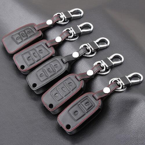 Leather Car Key Case For Volkswagen Passat CC Golf Jetta Bora Polo Scirocco Tiguan For Skoda Octavia Fabia For Seat Ibiza Leon