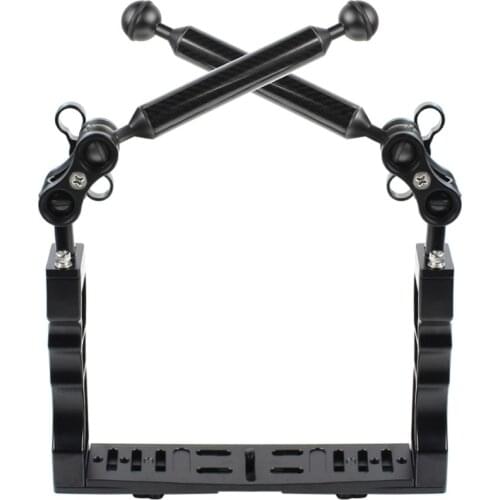 Dual Handle Aluminium Diving Tray Stabilizer Dual Ball Aluminum Alloy Clamp Floating Arm for Underwater Camera Housings