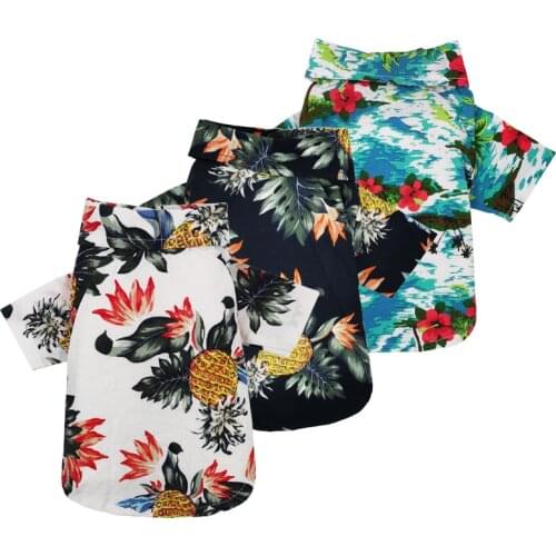 Summer Pet Dog Clothes For Small Dogs Fashion Hawaii Cotton Dog T-shirt Puppy Cat Shirts Chihuahua Pug French Bulldog Clothing