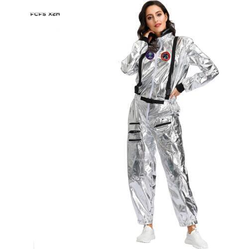 M-XL Female astronaut Cosplay Women Halloween Cosmonaut uniform Costumes Carnival Purim parade Masquerade Role play Party dress