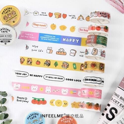 Cute Fairy Animals Washi Tape Adorable Cat Rabbit Decorative Diy Japanese Masking Adhesive Paper for Scrapbooking Journaling