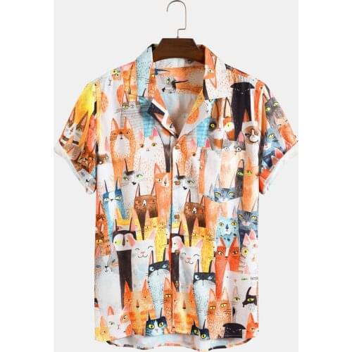 Fashion Mens Shirt Short Sleeve Streetwear Print Patchwork Summer Chic Blouse 2021 Beach Camisas Hawaiian Mens Shirts New 2021