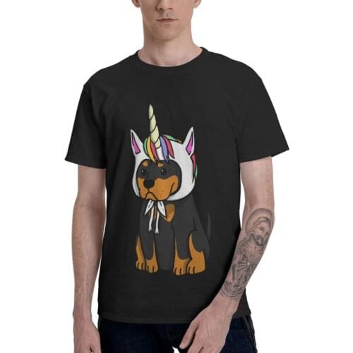 Rottweiler Unicorn T-shirt Men Graphic T Shirt Short Sleeve Cotton Metzgerhund Dog Lover Tshirt Unique Tee Top