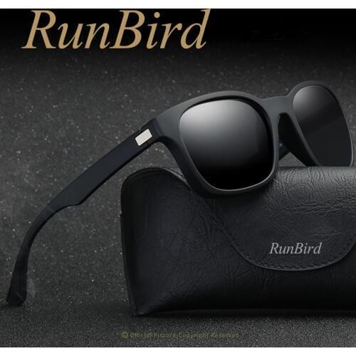 RUNBIRD Polarized Sunglasses Men Square Glasses Driving Travel Eyewear Brand Designer Driving Oculos De Sol Coating UV400 1128R