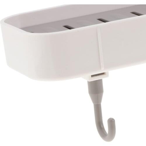 Suction Soap Dish Holder with 4Pcs Hooks for Soap Sponge Towel Cream Storage for Bathroom Kitchen