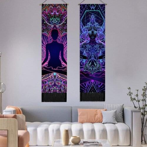 Psychedelic Mandala Wall Hanging Phase Tapestry Cotton Tarot Sun Moon Macrame Tassel Tapestries Home Office Wall Blanket Decor