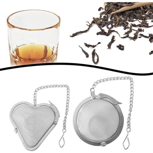 Stainless Steel Tea Strainer Locking Spice Mesh Infuser Tea Ball Filter for Teapot Heart Round Shape Tea Infuser