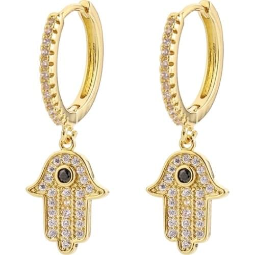 Fashion Cubic Zircon Palm Earrings Bead Decoration Hoop Earings For Women Jewelery Wedding Party