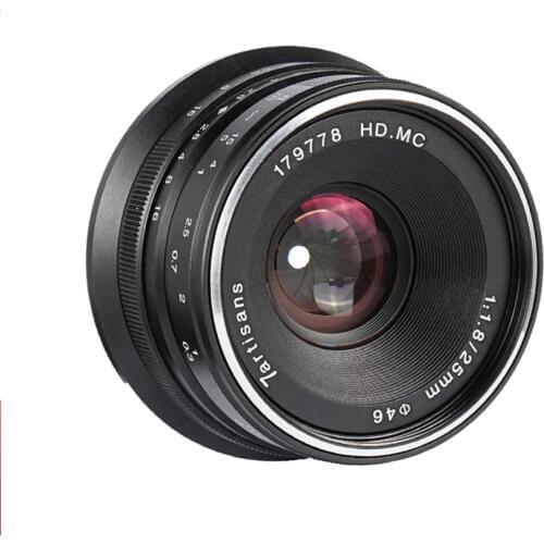 7artisans 25mm F1.8 Manual Focus Prime Lens for Sony E Mount A6500 A7RIII A7III/Fuji X-T3 /M4/3 GH5 GH4/Canon EOS M6 M50 Camera