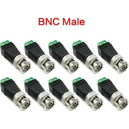 10PCS/Lot Male/Female BNC Connector Video Balun Connector Transceiver for CCTV Camera Surveillance Accessories