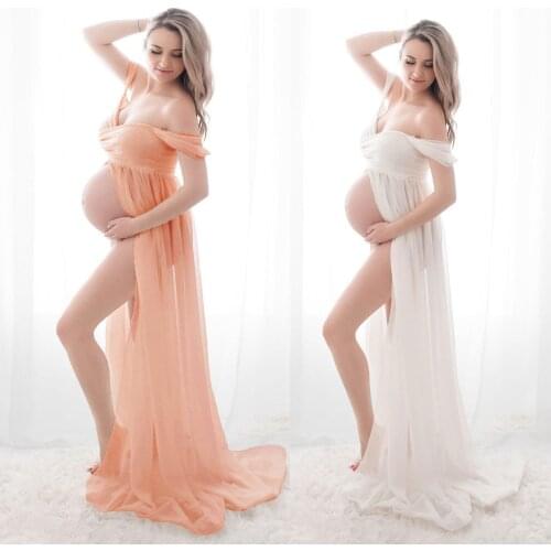 Sexy Maternity Dresses For Photo Shoot Chiffon Pregnancy Dress Photography Prop Maxi Dresses For Pregnant Women Dropshipping