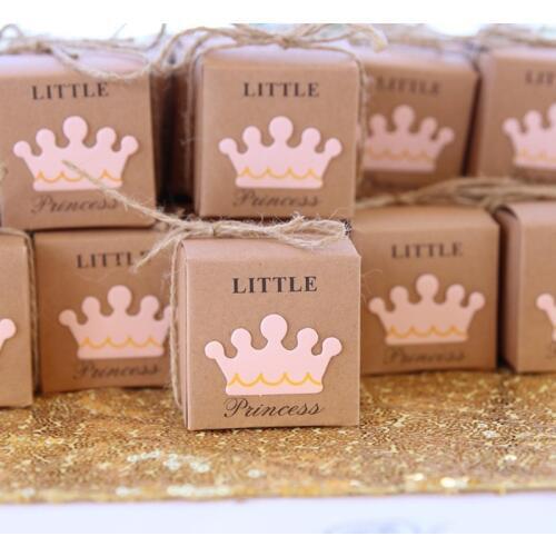 5pcs Cute Princess Prince Kraft Candy Bag Gift Box Gender Reveal Baby Shower boy girl 1st first Birthday Party Decoration favor