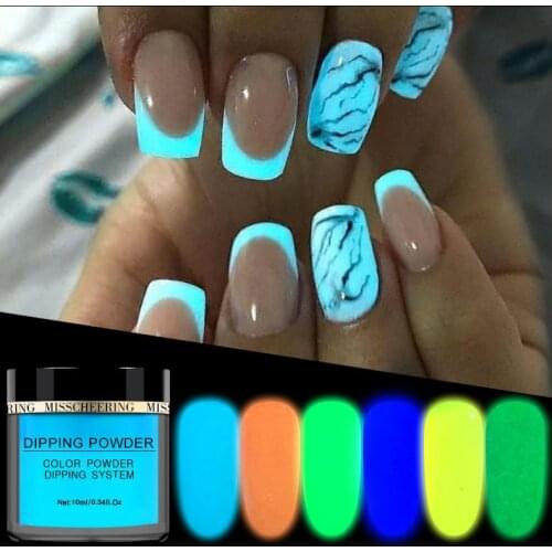 Nail Art Dipping Powder Luminous Nail Decorations Fluorescent Glitter Glow Pigment Dust UV Gel Polish Infiltration powder