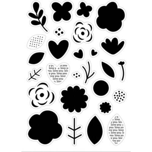 Cutting Dies & Clear Stamp Of Fresh Flowers Loves Leaf Badge Greeting Card Decor Scrapbooking Paper Embossing Stencil DIY Seal