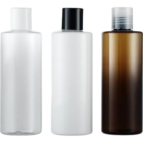 250ML X 25 Empty Plastic Shampoo Flat Shoulder Bottle With Disc Top Lid Essential Oils Cosmetic Packaging Shower Gel Container