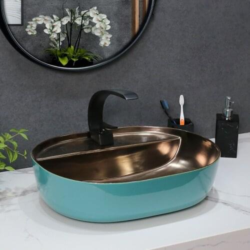 Metal glaze Nordic style art stage basin wash basin hotel toilet wash basin domestic light luxury wash basin