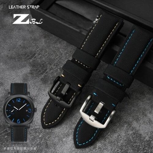 22mm 24mm 26mm High Quality Nylon Canvas Leather Bottom Watch Band Replacement For P-anerai PAM01662 PAM01661 Watch accessories