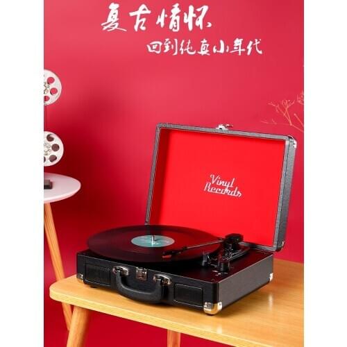 Make for vinyl records vintage phonograph leather box antique vinyl record machine european antique living room record player
