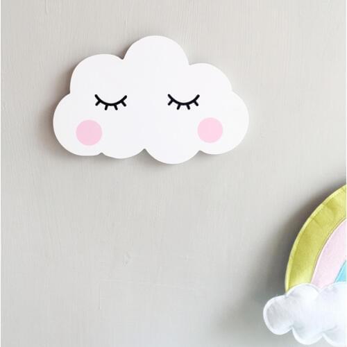 Cute Wooden 3D Cloud Moon Ornaments Wall Sticker Baby Kids Room Wall Decoration Sweet Dream Wood Wall Decal Nursery Decor Prop