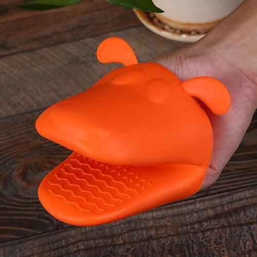 Cute Dog Heat-Resistant Kitchen Oven Holder BBQ Baking Silicone Mitt Glove Tool
