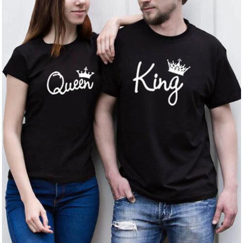 Skuggnas King Queen T Shirt Imperial Crown Print Funny Graphic Couple Tee Shirts Women Men O Neck Summer Hispter Tumblr Tops