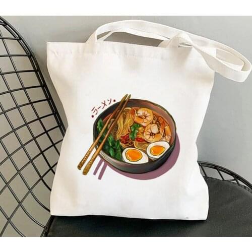 Shopper Japanses Ramen Noodles Bowl Printed Tote Bag women Harajuku shopper handbag girl Shoulder shopping bag Lady Canvas Bag