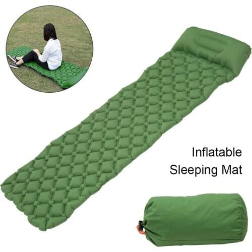 Camping Sleeping Pad Inflatable Moisture Air Mattress Ultralight Outdoor Mat Picnic Sleeping Mattress Camping Mat With Pillow