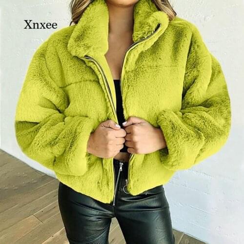 Fake Fur Cropped Hoodies Coat Fleece Sweatershirt Sherpa Oversized Tops Long Fluffy Autumn Winter Warm Wear Female Y2K Overcoat