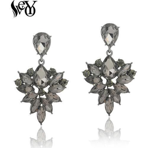 VEYO 4 Color Geometry Crystal Drop Earrings for Women Trendy Earings Fashion Jewelry New Pendientes